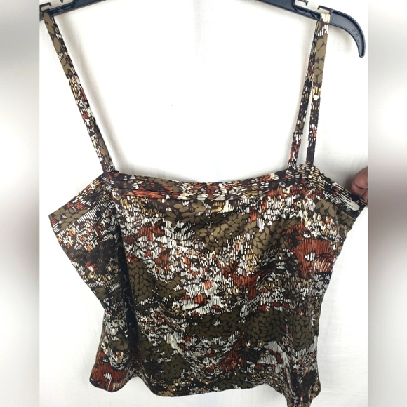 To The Max Brown Spagetti Strap Silky Shirt Sz L - Picture 1 of 11